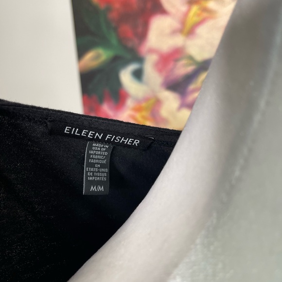 Eileen Fisher Black Tencel Lyocell Butter Soft Drapy Long Sleeves Tunic Blouse M - Picture 5 of 7